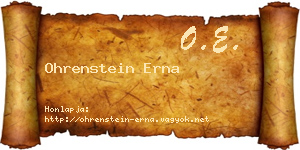 Ohrenstein Erna névjegykártya